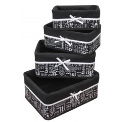 Set X4 Canastos Bamboo Forrados Negro 37X28X16Cm (BRK) 13755