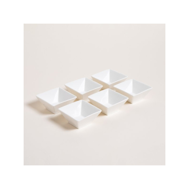 Set X 6 Copetineros De Porcelana Cuadrados 8,5X4 Cm (MSK) 13539