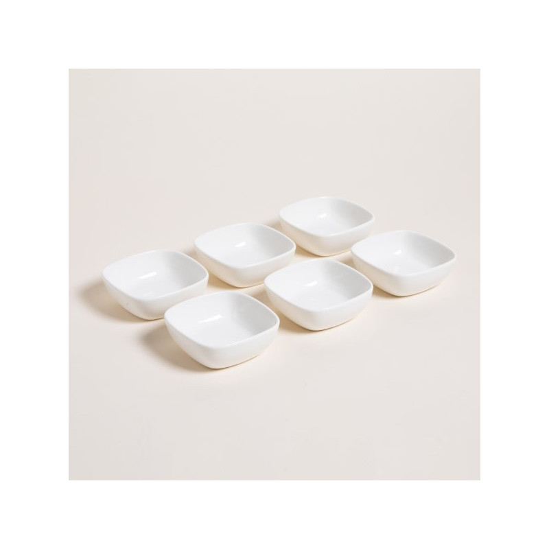 Set X 6 Copetineros De Porcelana Semi Cuadrados 9,5X3,5 Cm (MSK) 13543