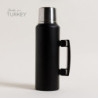 Termo Camping De Acero Inoxidable Negro Con Asa Abatible 1500 Ml (MSK) 14184