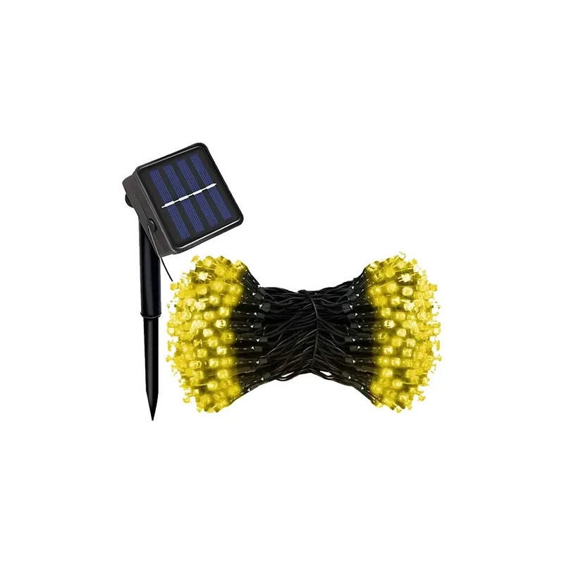 Luces Guirnalda Led Calida 20m Solares Exterior
