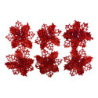 Adorno Navidad Flor Brillante Decoracion Set X6