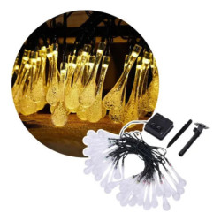 Luces Guirnalda Gota Solar Led Cálida 5mts