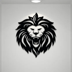 Cuadro Decorativo Cabeza León Calado Madera Mdf