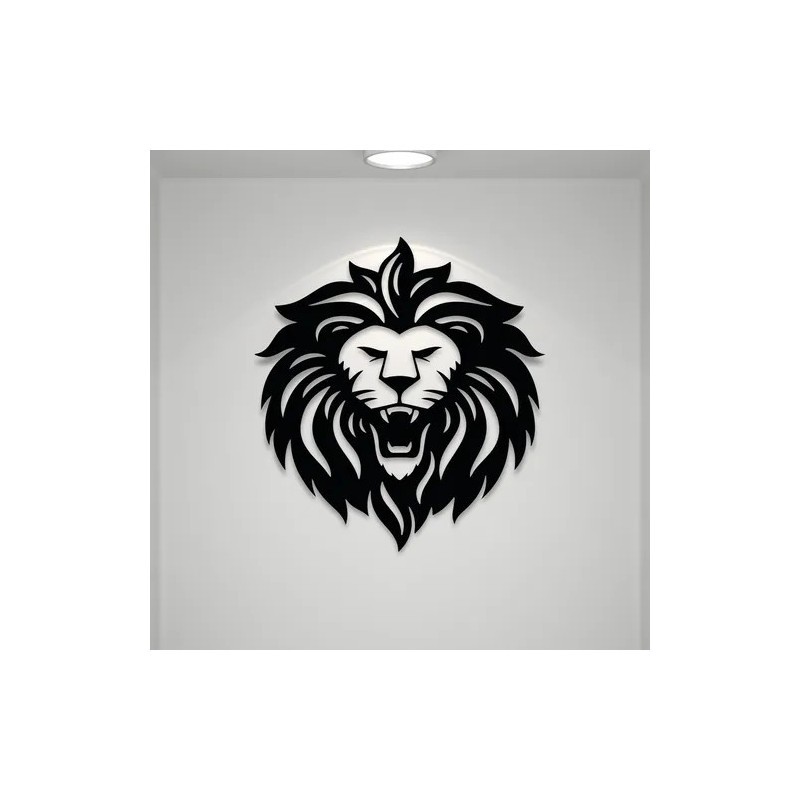 Cuadro Decorativo Cabeza León Calado Madera Mdf