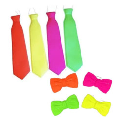 Combo Corbatas Moños Fluo Plastico Cotillon Carioc