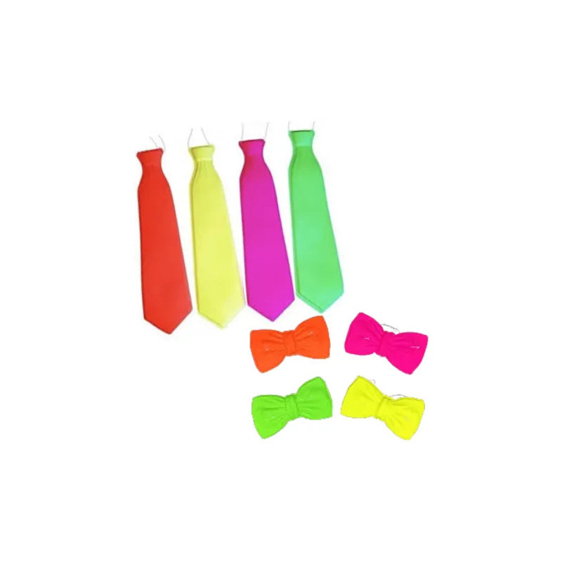 Combo Corbatas Moños Fluo Plastico Cotillon Carioc