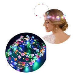 20 Vinchas Corona Flores Luz Cotillon Luminoso