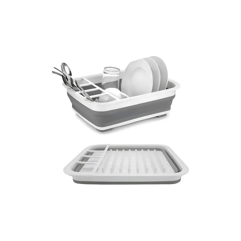 Secaplatos Escurridor Silicona Plegable Cocina Gri