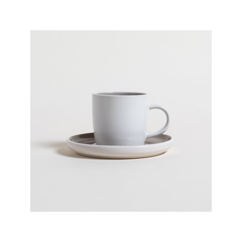 Set De Taza Y Plato Dalian Blanco Y Beige 200Ml (MSK) 13254