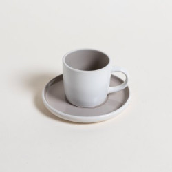 Set De Taza Y Plato Dalian Blanco Y Beige 200Ml (MSK) 13254