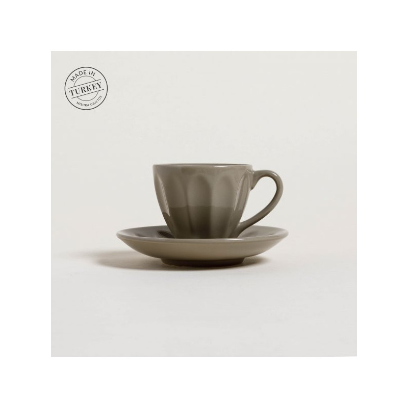 Taza Y Plato Efeso Grey 165Ml (MSK) 14143