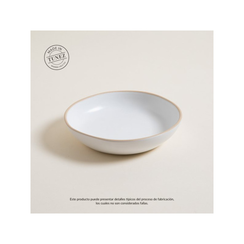 Plato Hondo Monastir Blanco Borde Natural 20Cm (MSK) 12247