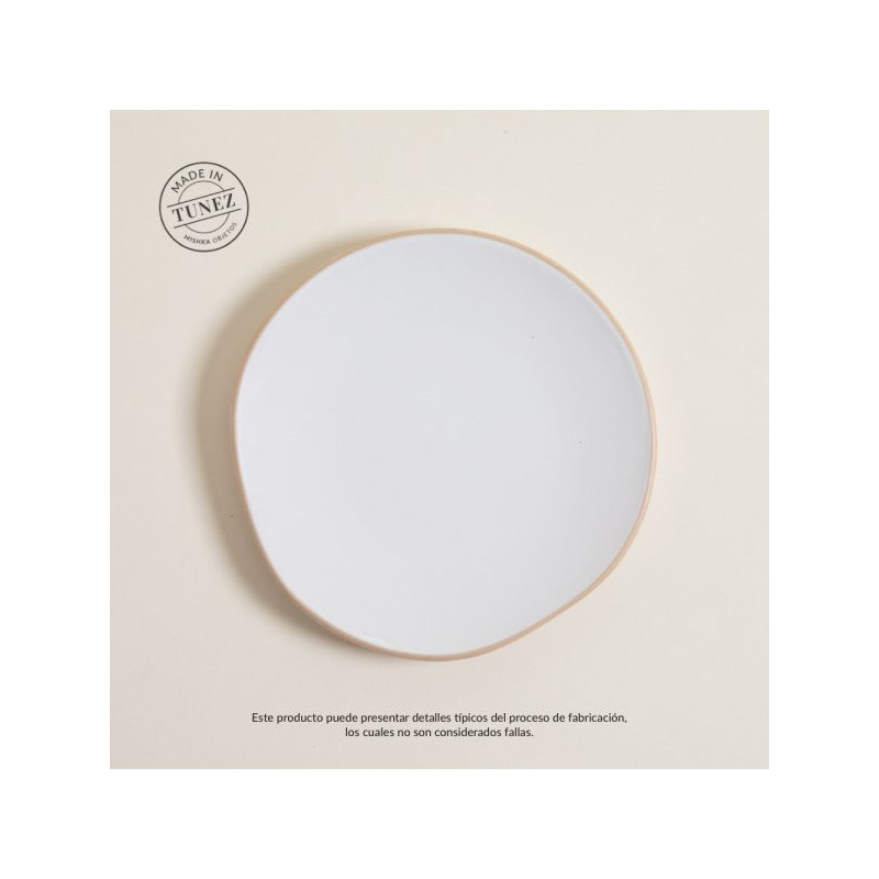 Plato Postre Monastir Blanco Borde Natural 20Cm (MSK) 12424