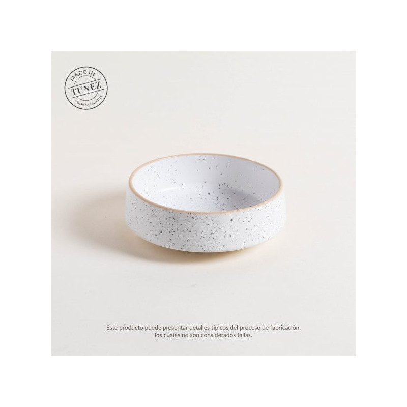 Bowl Tozeur Blanco Dots Con Borde Natural 15Cm (MSK) 9272