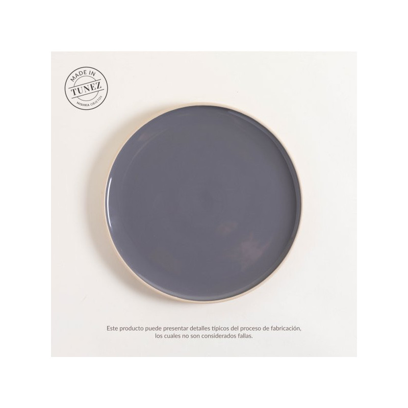 Plato Playo Korba Gris Oscuro Brillante Con Beige 27Cm (MSK) 12348