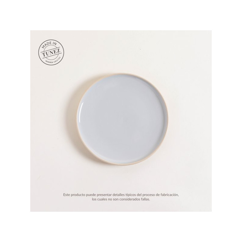 Plato Postre Korba Gris Claro Brillante Con Beige 20Cm (MSK) 12420