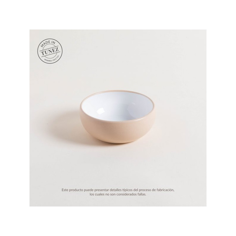 Bowl Korba Blanco Brillante Con Beige 15Cm (MSK) 9210