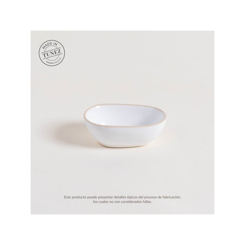 Bowl Chico Zarzis Blanco Brillante Con Borde Natural 12.5X9Cm (MSK) 9040