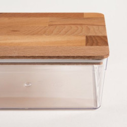 Recipiente Rectangular Acrilico Tapa De Madera 1500Ml (MSK) 12737