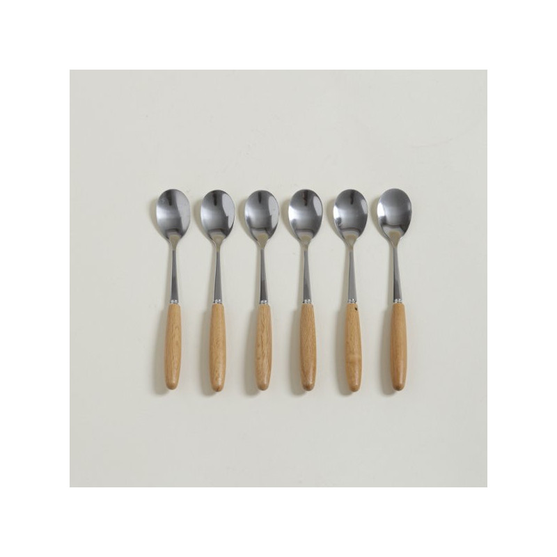 Set X 6 Cucharas De Acero Mango De Madera 16Cm (MSK) 13555