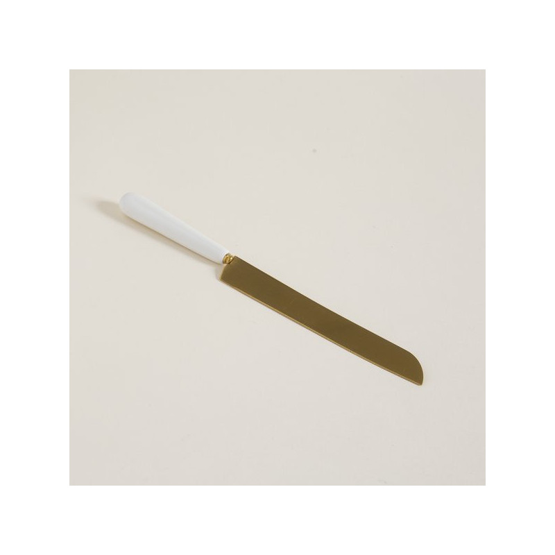 Cuchillo Dorado Mango De Ceramica Blanco 28Cm (MSK) 10034