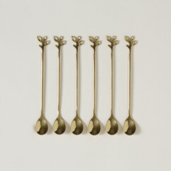 Set X 6 Cucharas Milkshake De Acero Dorado Stem 19Cm (MSK) 13565