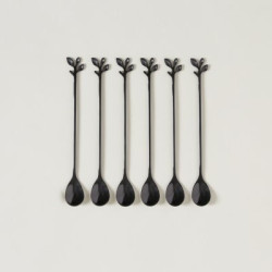 Set X 6 Cucharas Milkshake De Acero Negro Stem 19Cm (MSK) 13566