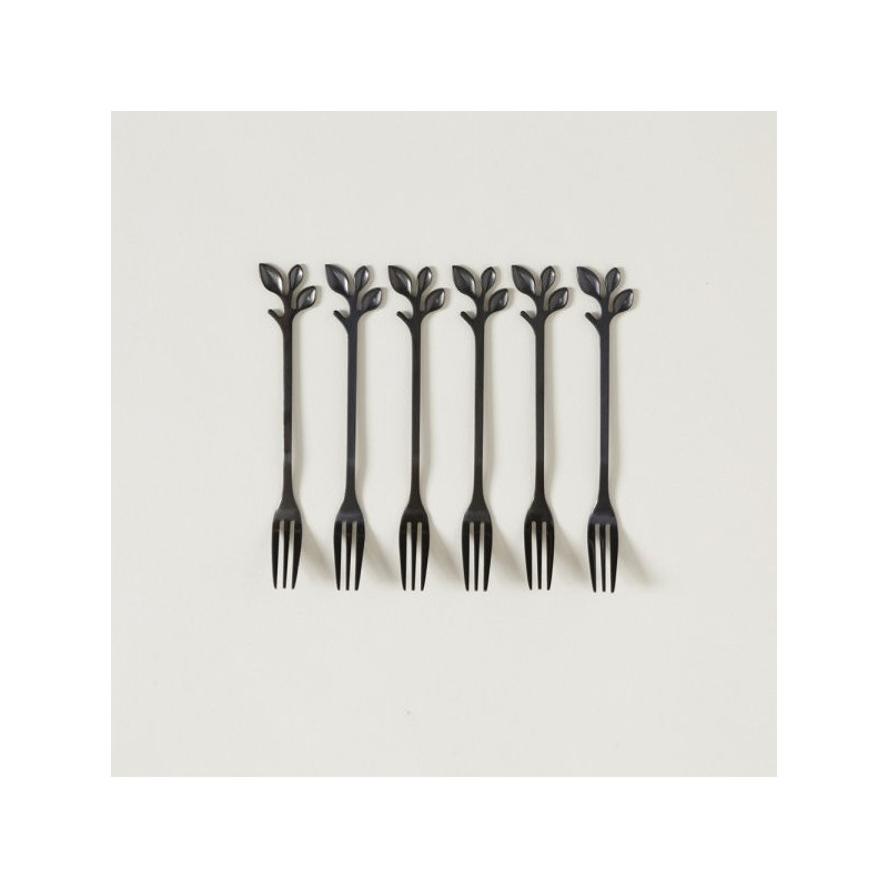 Set X 6 Tenedores Copetin De Acero Negro Stem 12,5Cm (MSK) 13607