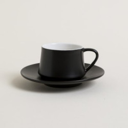 Set X 6 Tazas Y Platos De Cafe Conicas Negra Y Blanco 100Ml (MSK) 13604