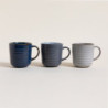 Mug Ceramica Colores Surt. Blanco/Negro/Azul Rayas Relieve 367Ml (MSK) 11523