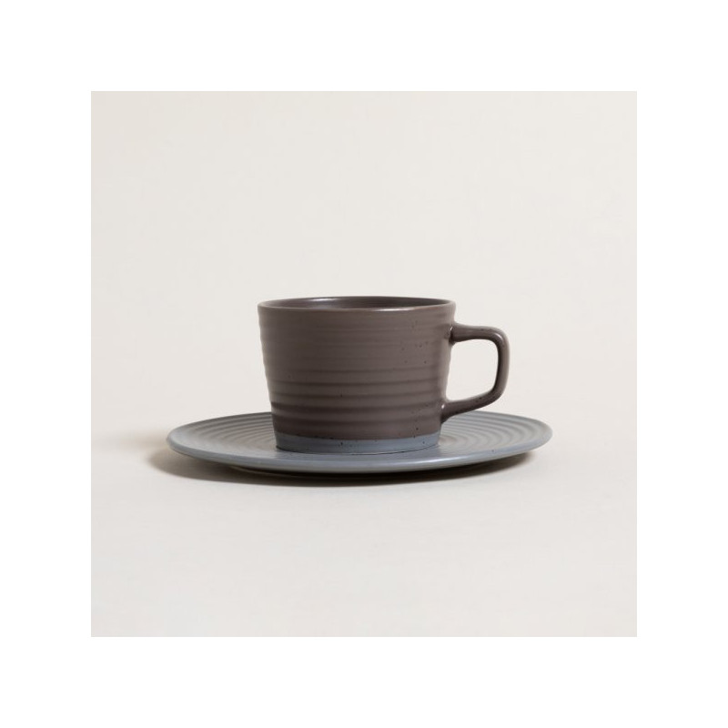 Set De Taza Y Plato Grey Y Marron 200Ml (MSK) 13257