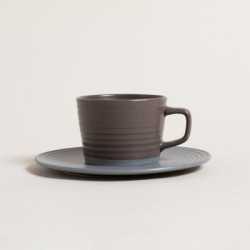 Set De Taza Y Plato Grey Y Marron 200Ml (MSK) 13257