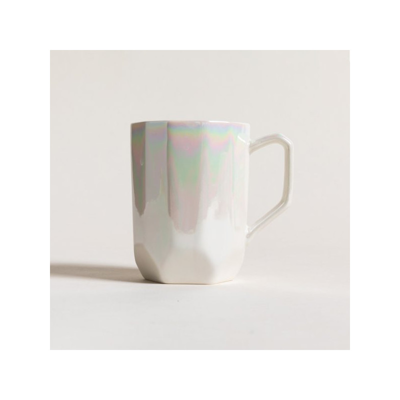 Mug De Porcelana Facetado Pearl 415Ml (MSK) 11589