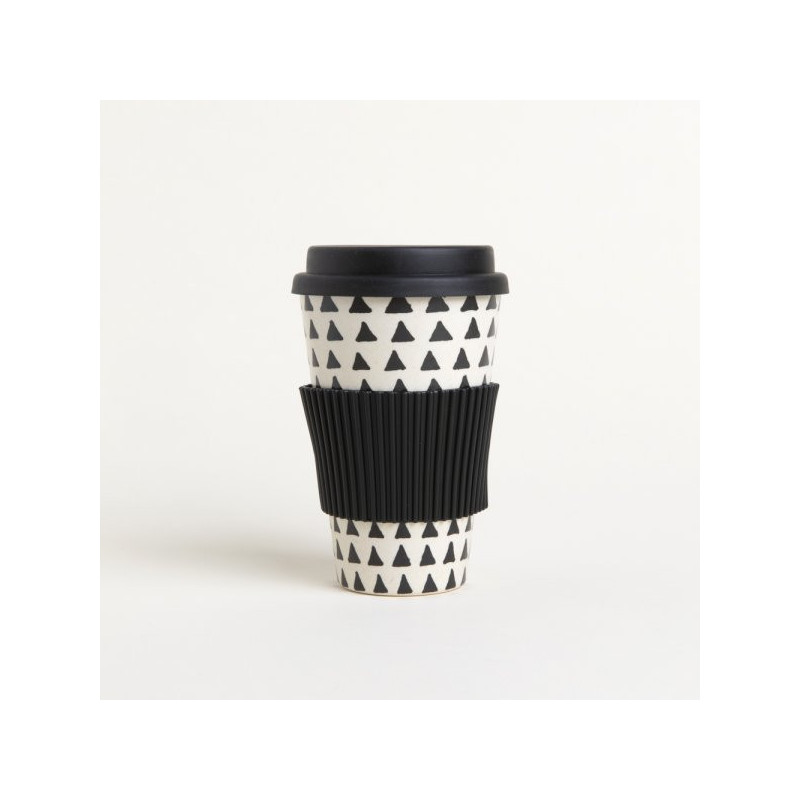 Mug De Fibra De Bamboo Triangulos Tapa Silicona 400Ml (MSK) 11566