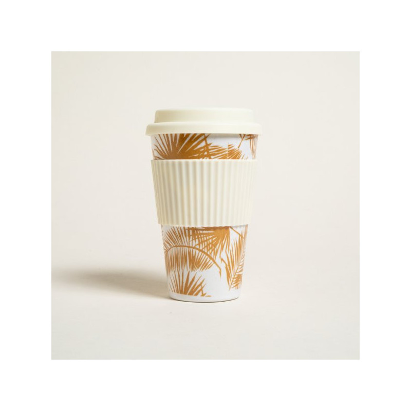 Mug De Fibra De Bamboo Jungle Tapa Silicona Cream 400Ml (MSK) 11564