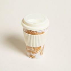 Mug De Fibra De Bamboo Jungle Tapa Silicona Cream 400Ml (MSK) 11564