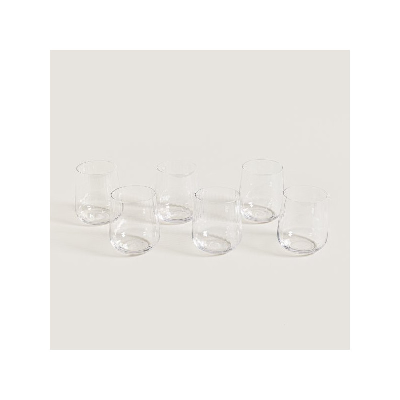 Set X 6 Vasos Bajos De Vidrio Rayas 450Ml (MSK) 13643