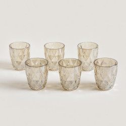 Set X 6 Vasos Bajos De Vidrio Rombos Color Champagne 300Ml (MSK) 13644