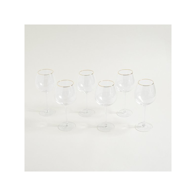 Set X 6 Copas De DegustaciÃ³n Borde Dorado 650Ml (MSK) 13498