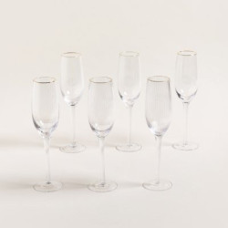 Set X 6 Copas De Vidrio Rayada Borde Dorado 6X26,5Cm (MSK) 13513