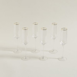 Set X 6 Copas Champagne Olivia Rayas Verticales 250Ml (MSK) 13452