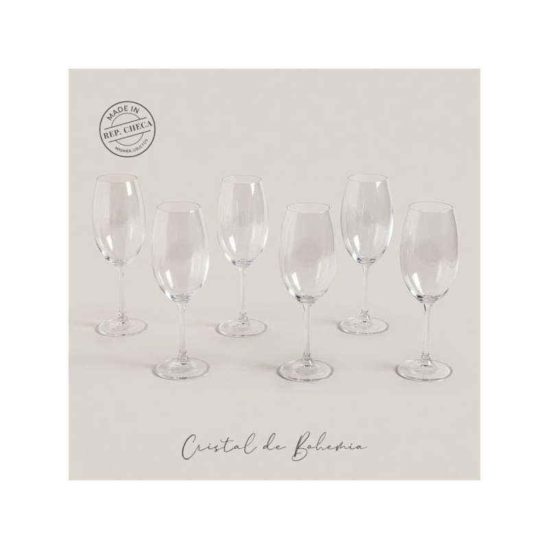 Set X 6 Copas De Cristal De Bohemia Milvus 630Ml (MSK) 13488