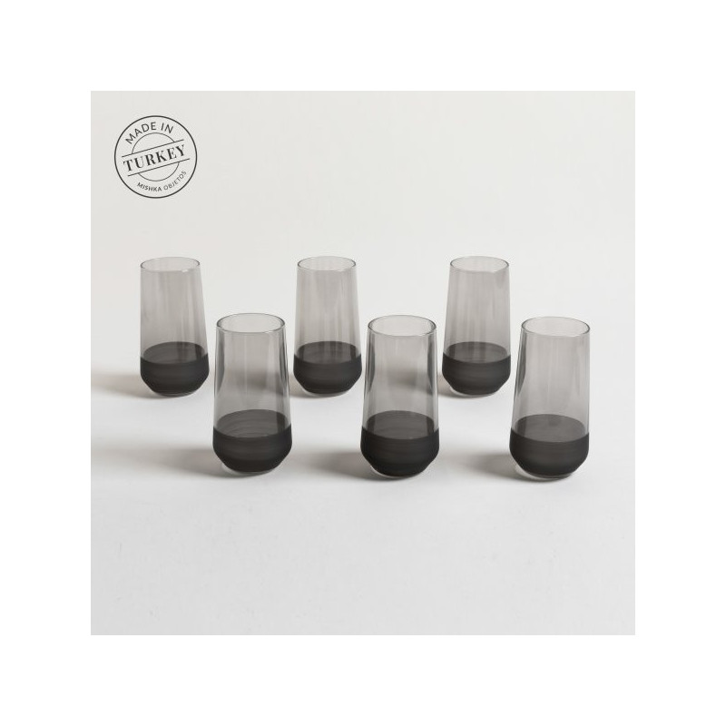 Set X 6 Vasos Altos Mersin Gris Fondo Esmerilado 470Ml (MSK) 13636