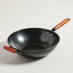 Wok De Acero Negro Con Mango Y Manija De Madera 34Cm (MSK) 14465