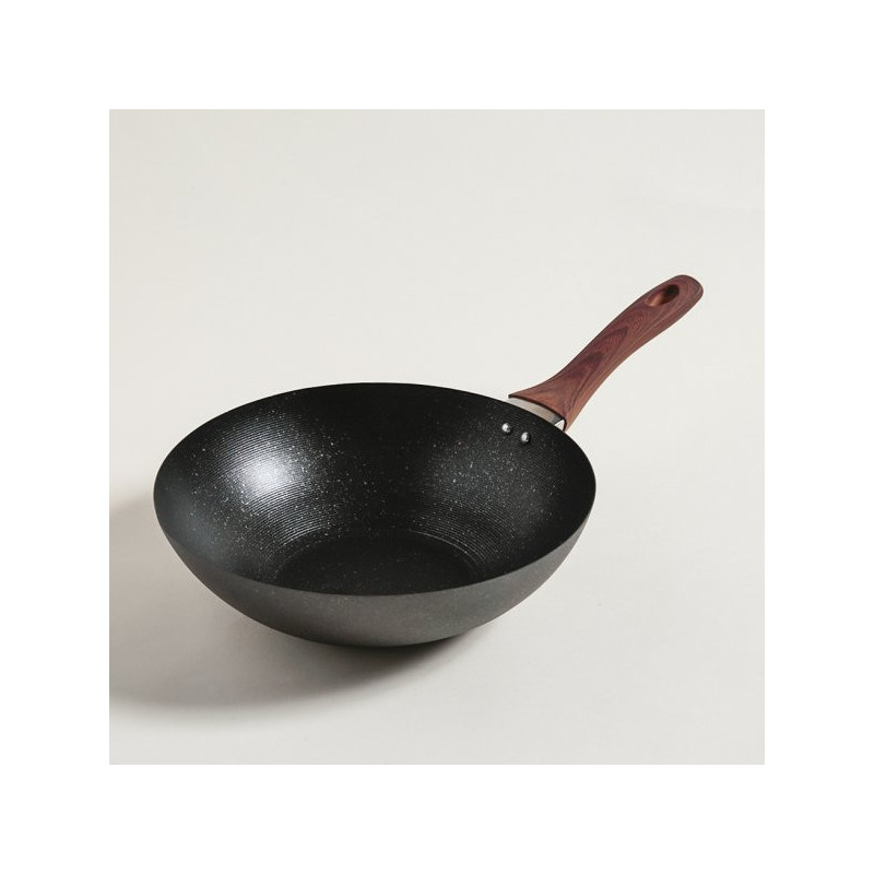 Wok Negro Mango De Silicona Simil Madera 27Cm (MSK) 14469