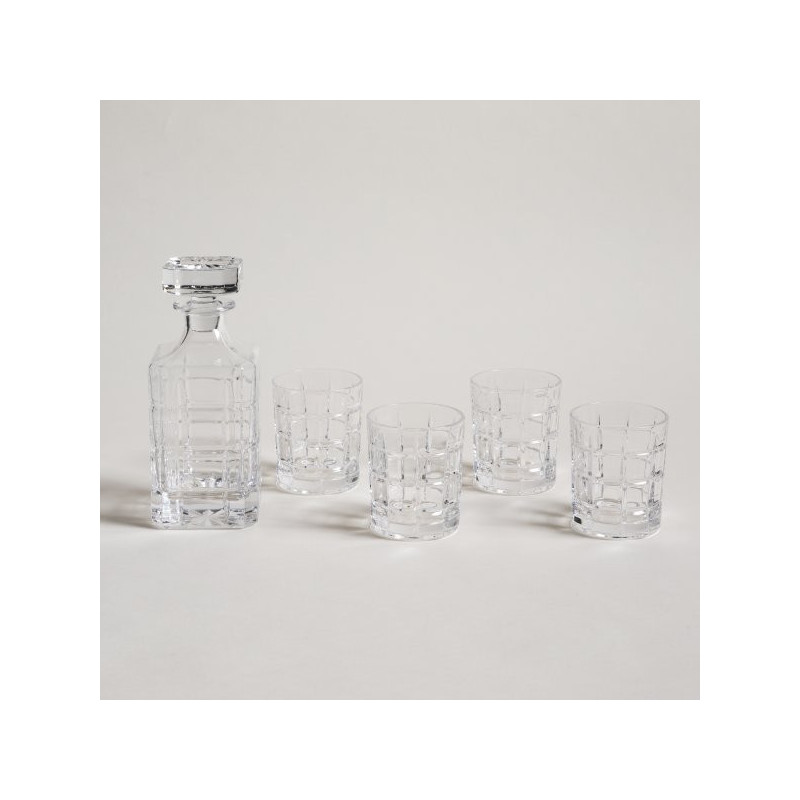 Set X 4 Vasos De Whisky Y Botellon De Vidrio Scotch 750Ml (MSK) 13442