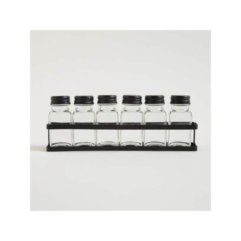 Set X 6 Especieros En Rack De Metal Negro 27,5 X 5 X 10,5Cm (MSK) 13577