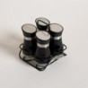 Set X 4 Especieros Negros En Rack 120Ml - 15,5X15,5X15Cm (MSK) 13427