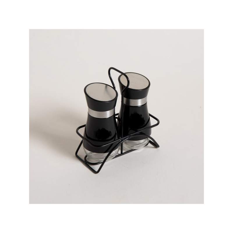 Set X 2 Especieros Negros En Rack 120Ml - 12,5X6,5X15Cm (MSK) 13369